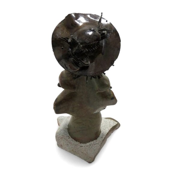 Woman Sculpture Handmade from Stone and Metal in South Africa 13" Tall - Picture 9 of 10